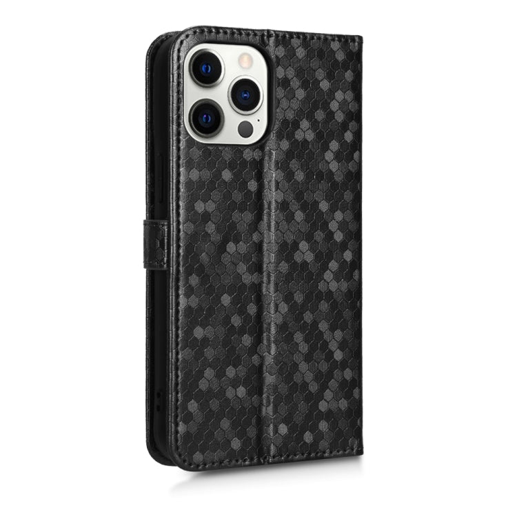 For iPhone 12 Pro Max Honeycomb Dot Texture Leather Phone Case