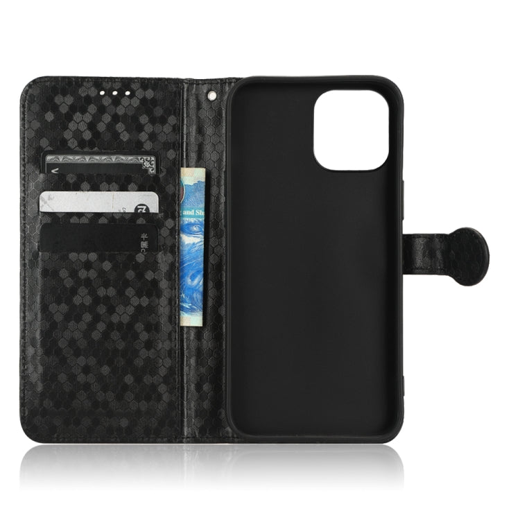 For iPhone 12 Pro Max Honeycomb Dot Texture Leather Phone Case