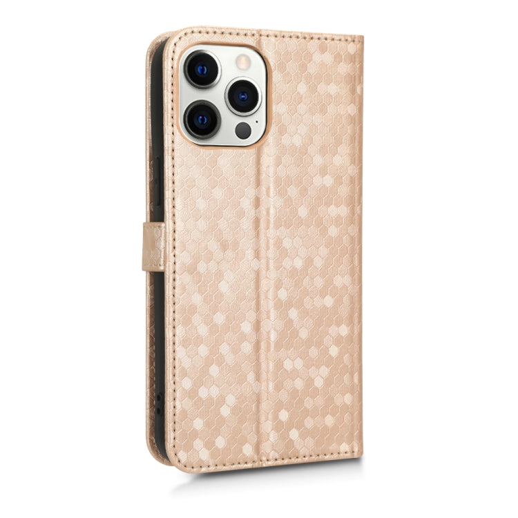 For iPhone 12 Pro Max Honeycomb Dot Texture Leather Phone Case
