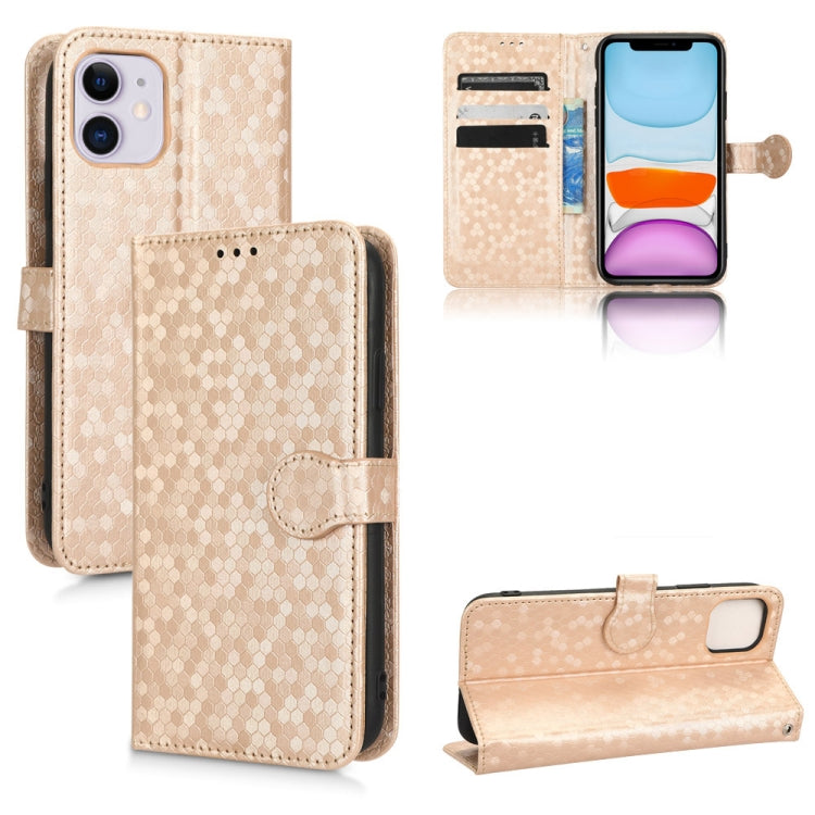 For iPhone 11 Honeycomb Dot Texture Leather Phone Case