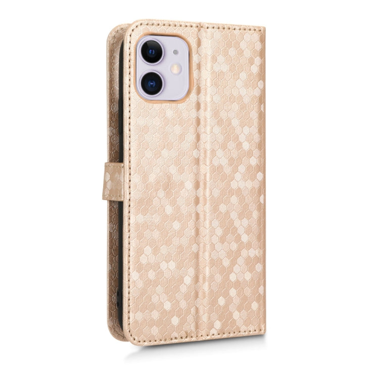 For iPhone 11 Honeycomb Dot Texture Leather Phone Case