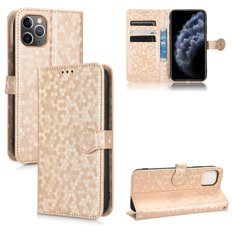 For iPhone 11 Pro Max Honeycomb Dot Texture Leather Phone Case