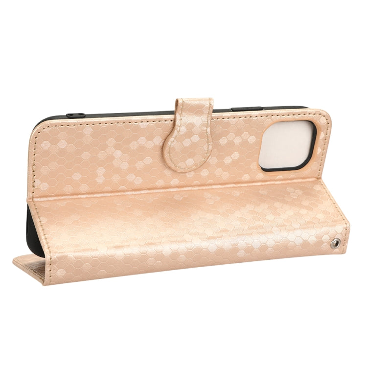For iPhone 11 Pro Max Honeycomb Dot Texture Leather Phone Case
