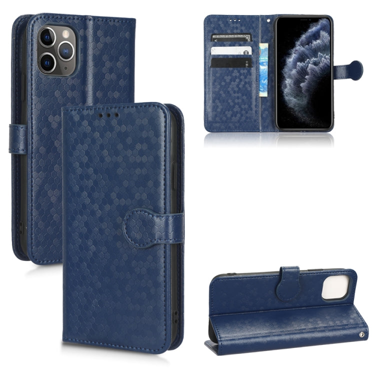 For iPhone 11 Pro Max Honeycomb Dot Texture Leather Phone Case
