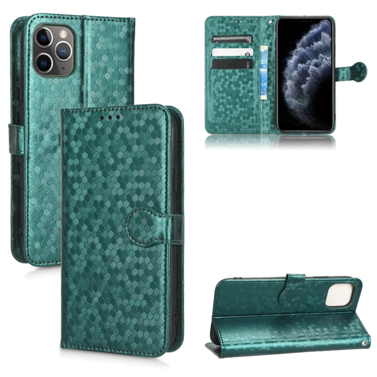 For iPhone 11 Pro Max Honeycomb Dot Texture Leather Phone Case