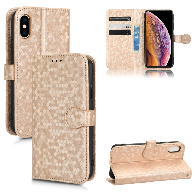 For iPhone X / XS Honeycomb Dot Texture Leather Phone Case