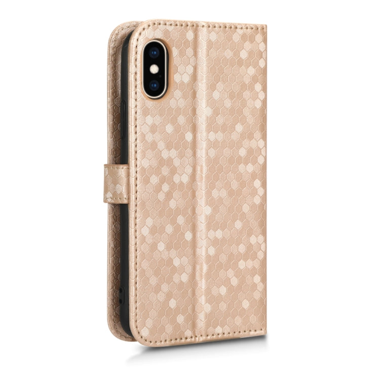 For iPhone X / XS Honeycomb Dot Texture Leather Phone Case