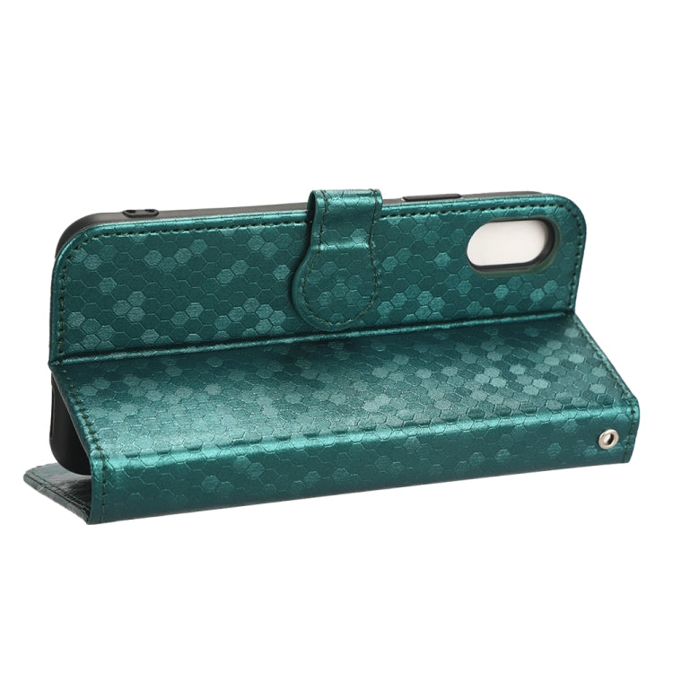 For iPhone X / XS Honeycomb Dot Texture Leather Phone Case