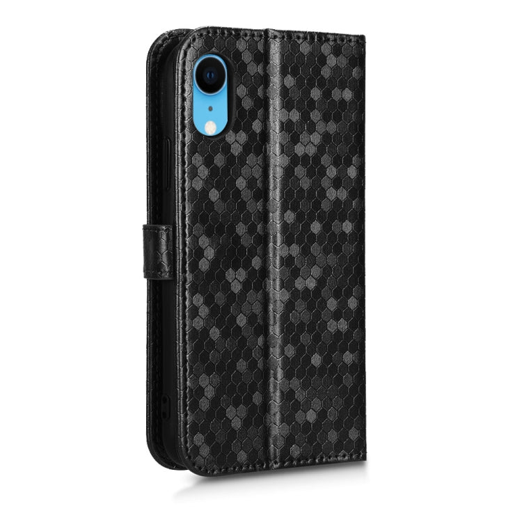 For iPhone XR Honeycomb Dot Texture Leather Phone Case