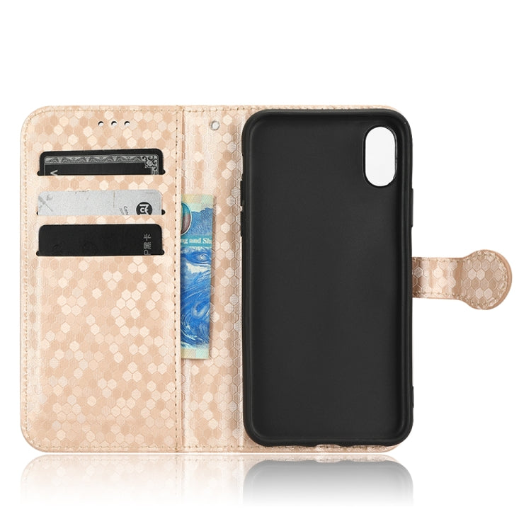 For iPhone XS Max Honeycomb Dot Texture Leather Phone Case