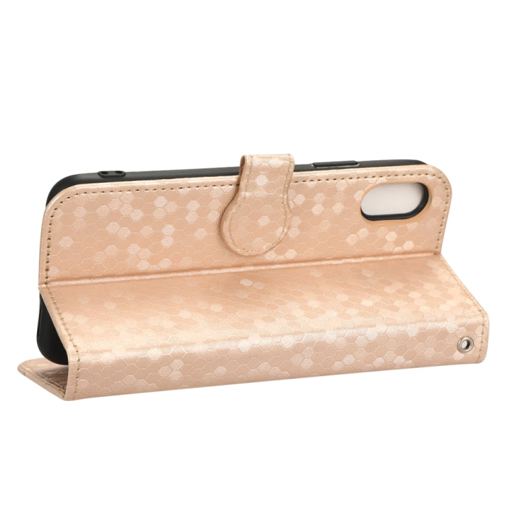 For iPhone XS Max Honeycomb Dot Texture Leather Phone Case