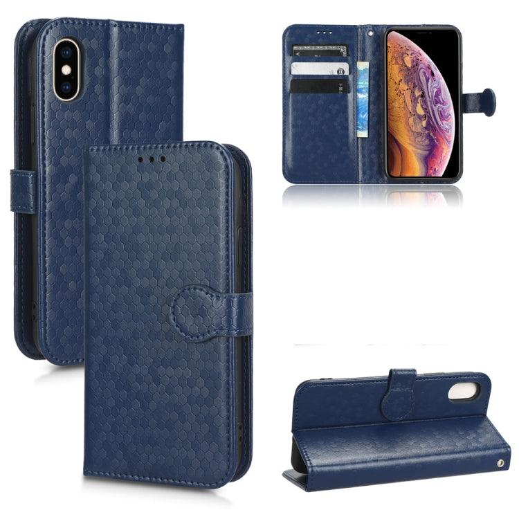 For iPhone XS Max Honeycomb Dot Texture Leather Phone Case