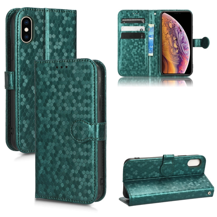 For iPhone XS Max Honeycomb Dot Texture Leather Phone Case