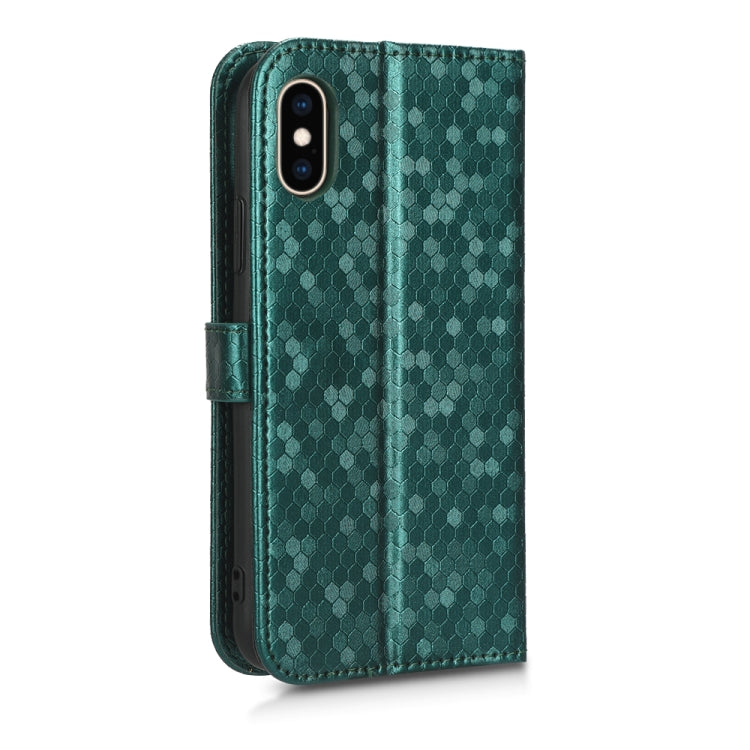 For iPhone XS Max Honeycomb Dot Texture Leather Phone Case