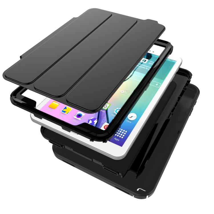 For Galaxy Tab A 10.1 (2016) T580 TPU + PC + PU Leather Case with Three-folding Holder & Sleep / Wake-up Function
