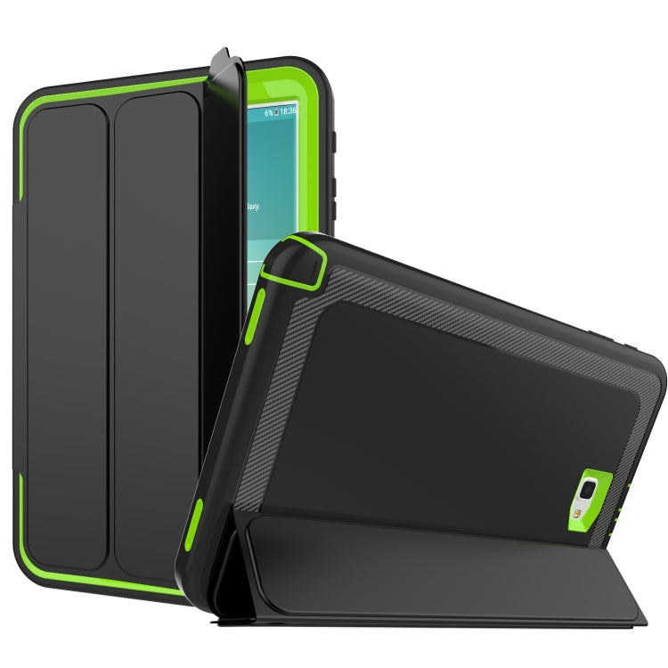 For Galaxy Tab A 10.1 (2016) T580 TPU + PC + PU Leather Case with Three-folding Holder & Sleep / Wake-up Function