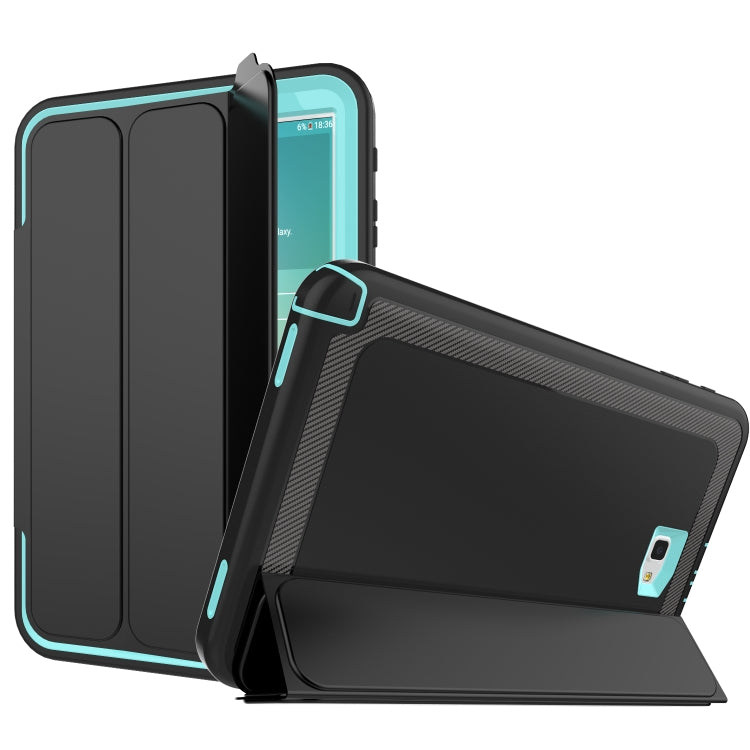 For Galaxy Tab A 10.1 (2016) T580 TPU + PC + PU Leather Case with Three-folding Holder & Sleep / Wake-up Function