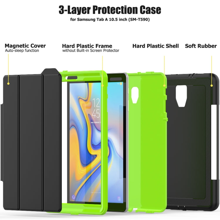 For Galaxy Tab A 10.5 T590 TPU + PC + PU Leather Case with Three-folding Holder & Sleep / Wake-up Function