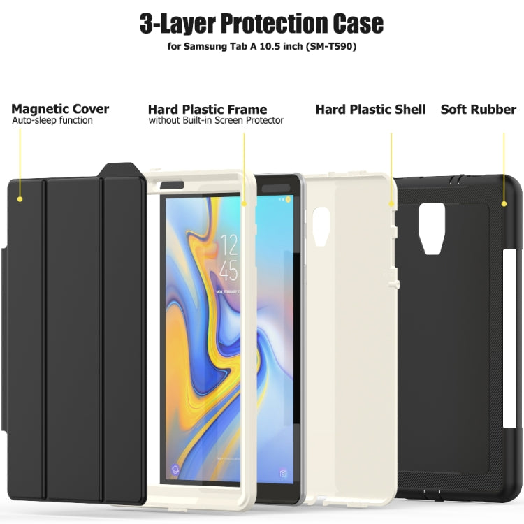 For Galaxy Tab A 10.5 T590 TPU + PC + PU Leather Case with Three-folding Holder & Sleep / Wake-up Function