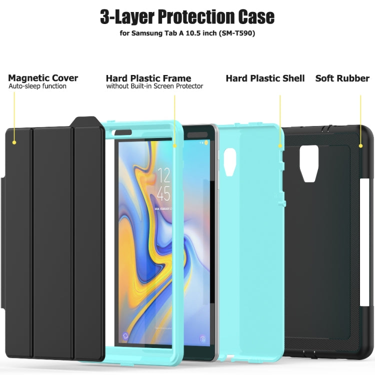 For Galaxy Tab A 10.5 T590 TPU + PC + PU Leather Case with Three-folding Holder & Sleep / Wake-up Function