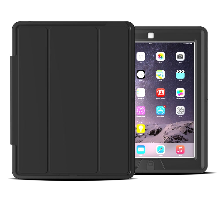 For iPad 2 / 3 / 4 TPU + PC + PU Leather Case with Three-folding Holder & Sleep / Wake-up Function