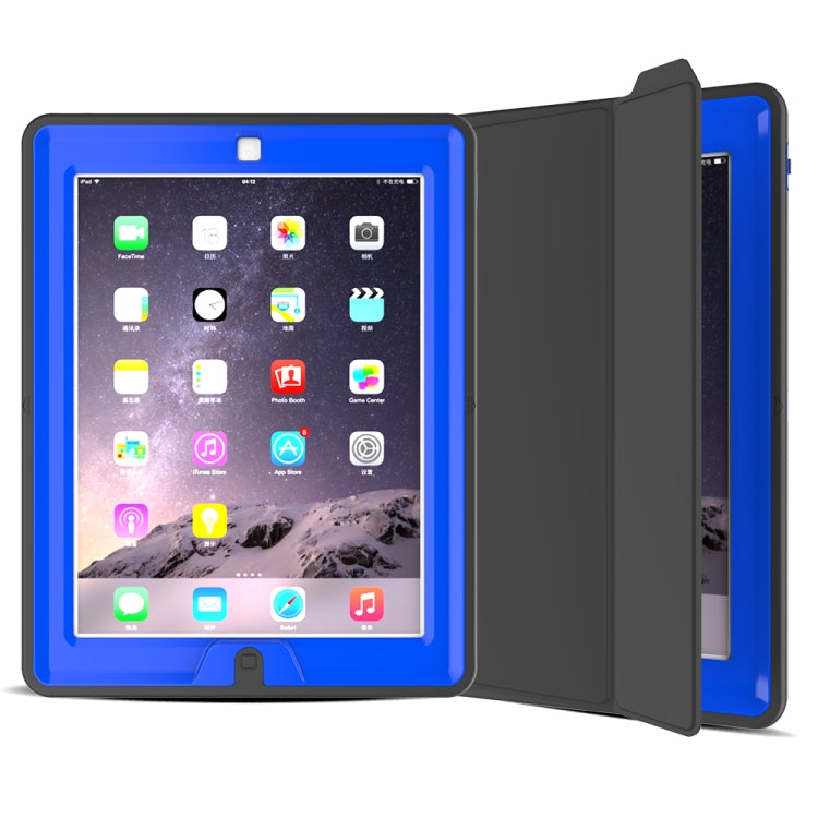 For iPad 2 / 3 / 4 TPU + PC + PU Leather Case with Three-folding Holder & Sleep / Wake-up Function