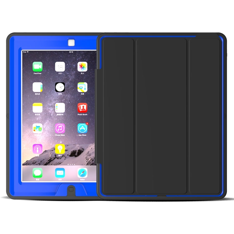 For iPad 2 / 3 / 4 TPU + PC + PU Leather Case with Three-folding Holder & Sleep / Wake-up Function