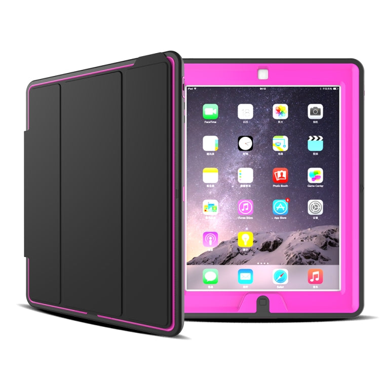 For iPad 2 / 3 / 4 TPU + PC + PU Leather Case with Three-folding Holder & Sleep / Wake-up Function