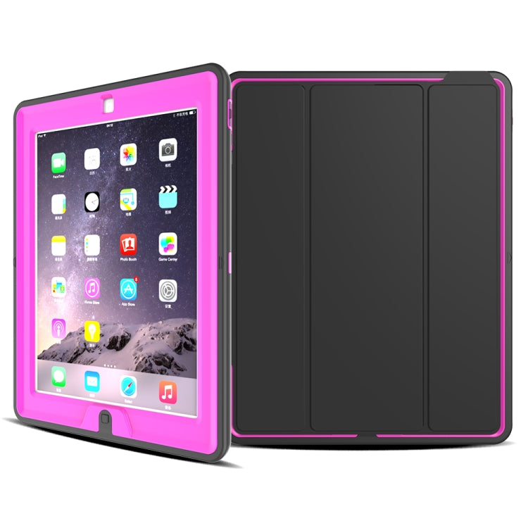 For iPad 2 / 3 / 4 TPU + PC + PU Leather Case with Three-folding Holder & Sleep / Wake-up Function