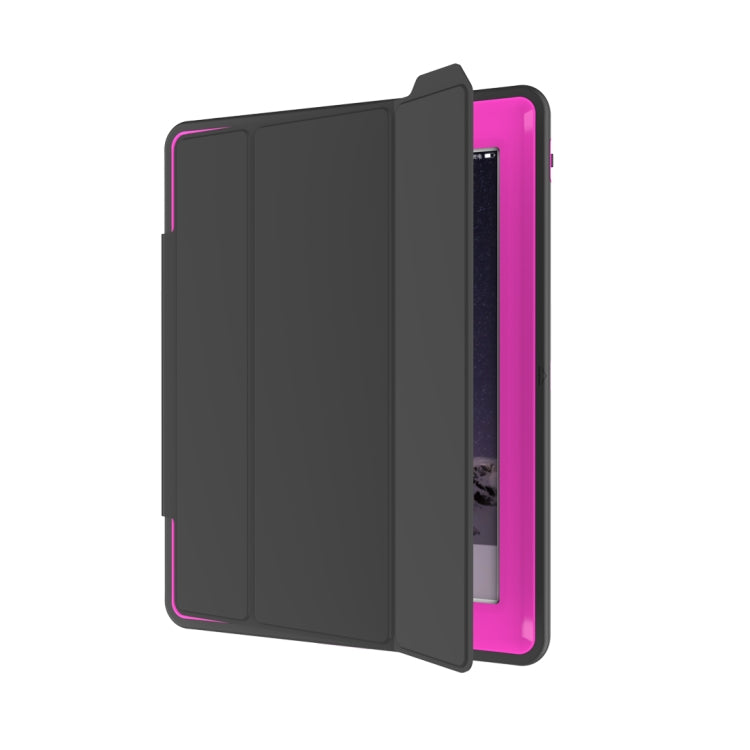 For iPad 2 / 3 / 4 TPU + PC + PU Leather Case with Three-folding Holder & Sleep / Wake-up Function