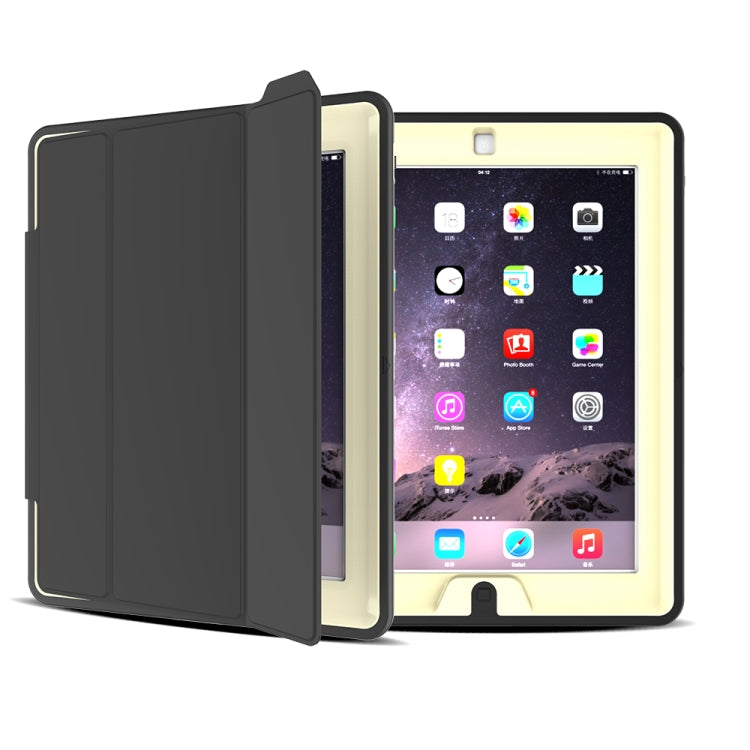 For iPad 2 / 3 / 4 TPU + PC + PU Leather Case with Three-folding Holder & Sleep / Wake-up Function