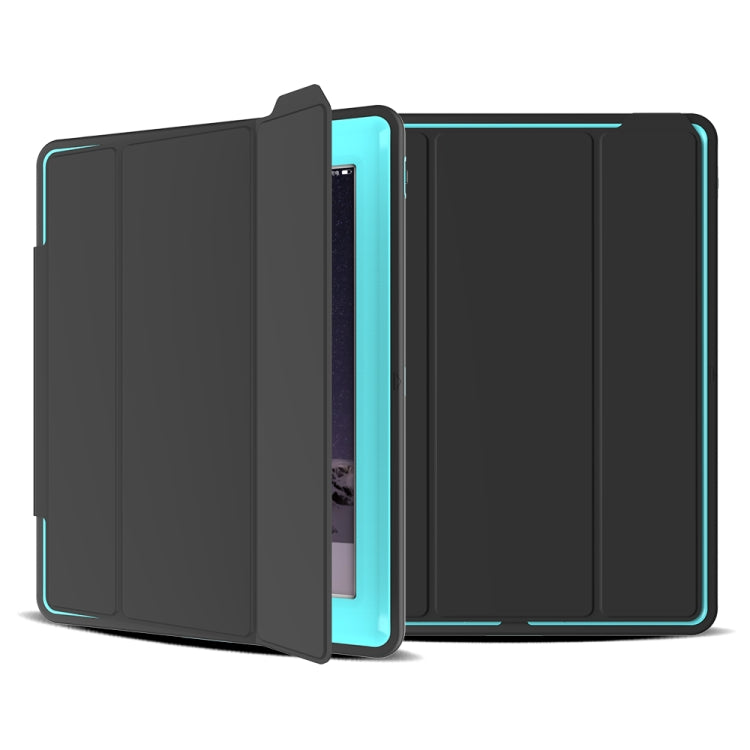For iPad 2 / 3 / 4 TPU + PC + PU Leather Case with Three-folding Holder & Sleep / Wake-up Function