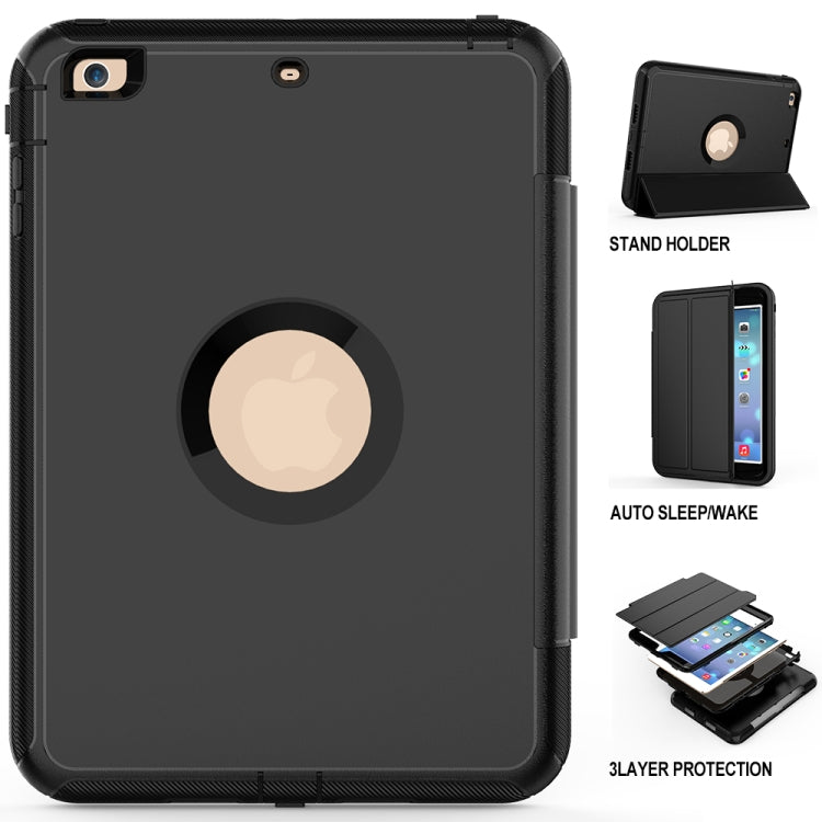 For iPad Mini 4 / 5 TPU + PC + PU Leather Case with Three-folding Holder & Sleep / Wake-up Function