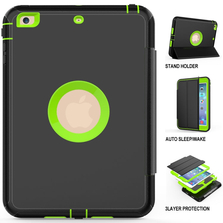 For iPad Mini 4 / 5 TPU + PC + PU Leather Case with Three-folding Holder & Sleep / Wake-up Function