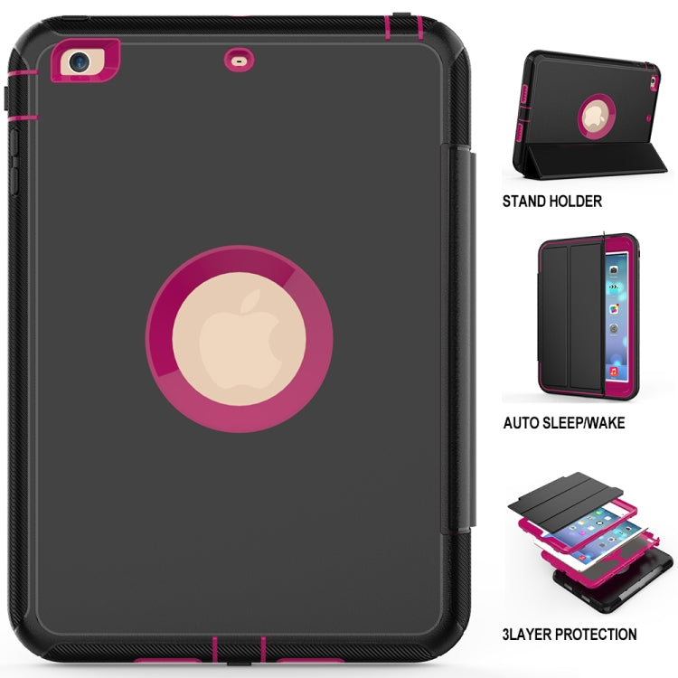 For iPad Mini 4 / 5 TPU + PC + PU Leather Case with Three-folding Holder & Sleep / Wake-up Function
