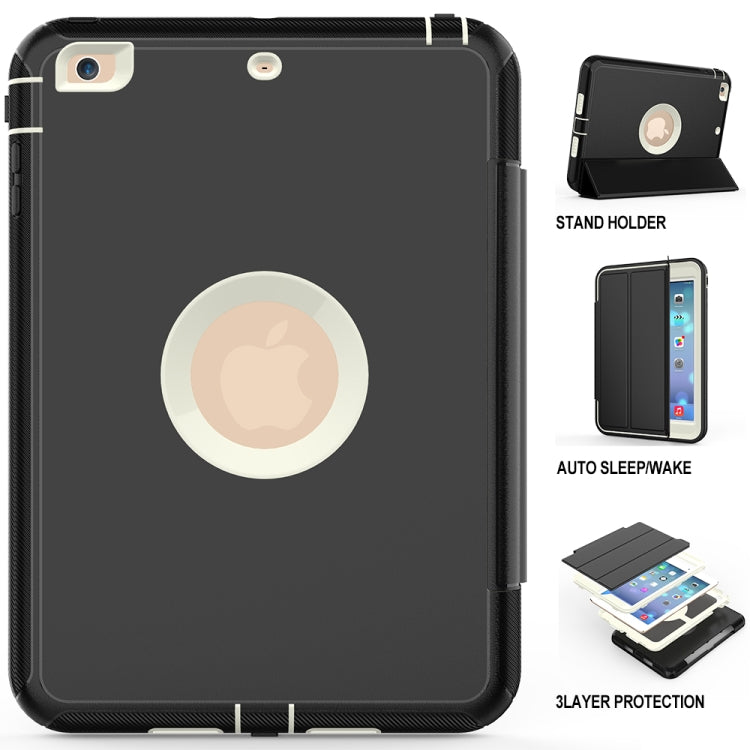 For iPad Mini 4 / 5 TPU + PC + PU Leather Case with Three-folding Holder & Sleep / Wake-up Function