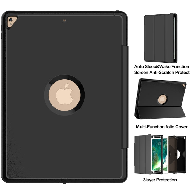For iPad Pro 12.9 TPU + PC + PU Leather Case with Three-folding Holder & Sleep / Wake-up Function