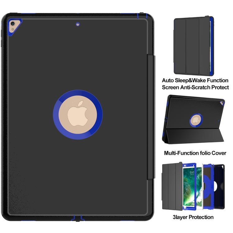 For iPad Pro 12.9 TPU + PC + PU Leather Case with Three-folding Holder & Sleep / Wake-up Function
