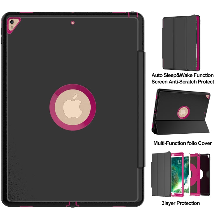 For iPad Pro 12.9 TPU + PC + PU Leather Case with Three-folding Holder & Sleep / Wake-up Function