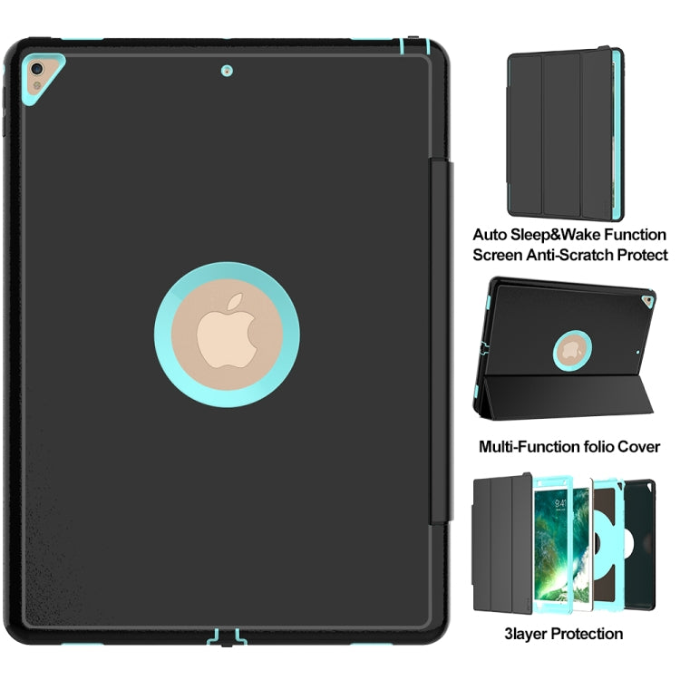 For iPad Pro 12.9 TPU + PC + PU Leather Case with Three-folding Holder & Sleep / Wake-up Function