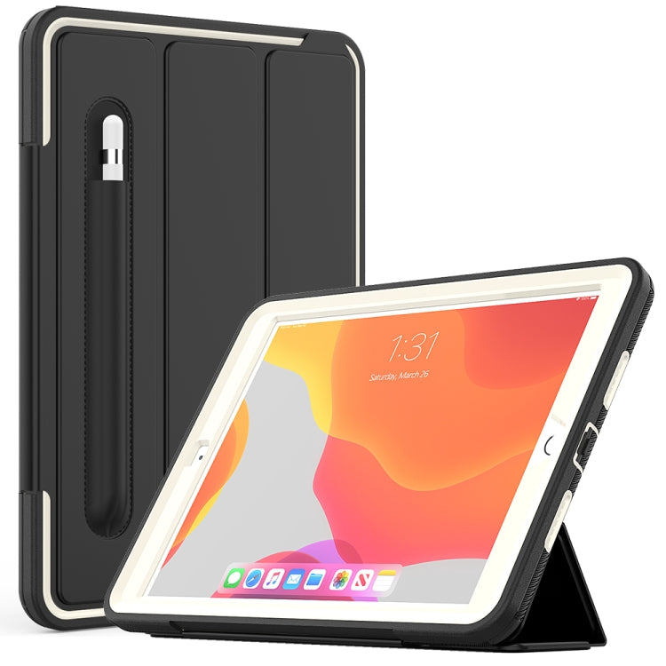 For iPad 10.2 TPU + PC + PU Leather Case with Three-folding Holder & Sleep / Wake-up Function