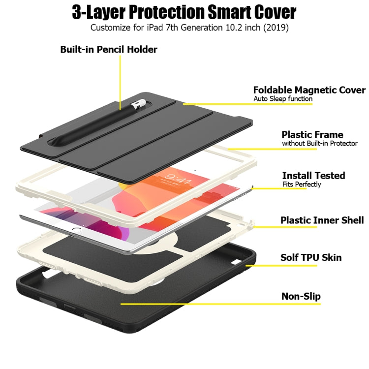 For iPad 10.2 TPU + PC + PU Leather Case with Three-folding Holder & Sleep / Wake-up Function