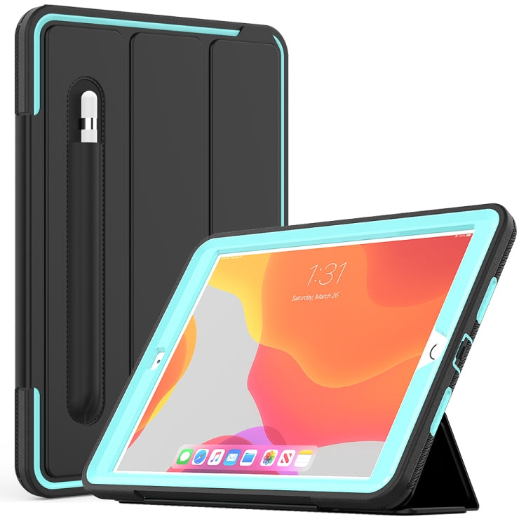 For iPad 10.2 TPU + PC + PU Leather Case with Three-folding Holder & Sleep / Wake-up Function