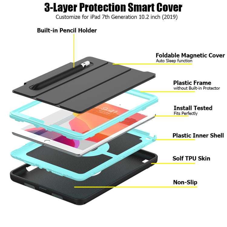 For iPad 10.2 TPU + PC + PU Leather Case with Three-folding Holder & Sleep / Wake-up Function