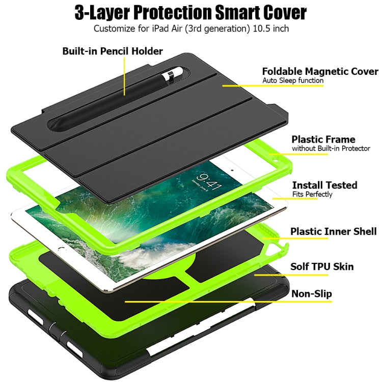 For iPad Air 3 TPU + PC + PU Leather Case with Three-folding Holder & Sleep / Wake-up Function