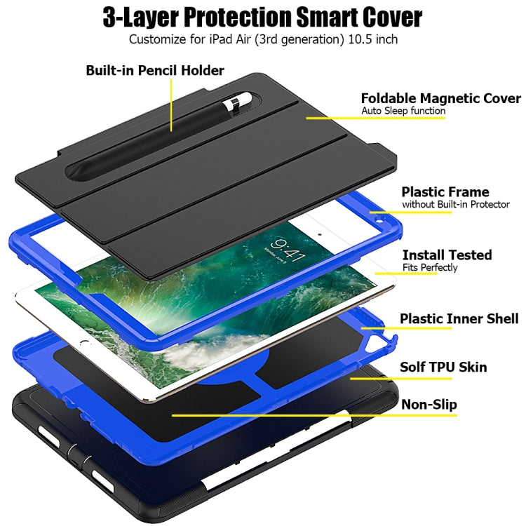 For iPad Air 3 TPU + PC + PU Leather Case with Three-folding Holder & Sleep / Wake-up Function