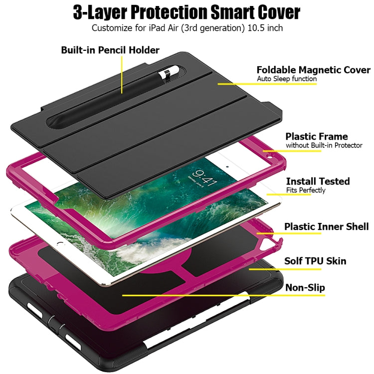 For iPad Air 3 TPU + PC + PU Leather Case with Three-folding Holder & Sleep / Wake-up Function
