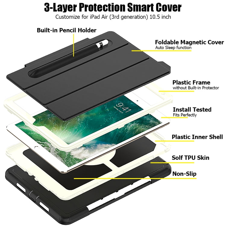 For iPad Air 3 TPU + PC + PU Leather Case with Three-folding Holder & Sleep / Wake-up Function