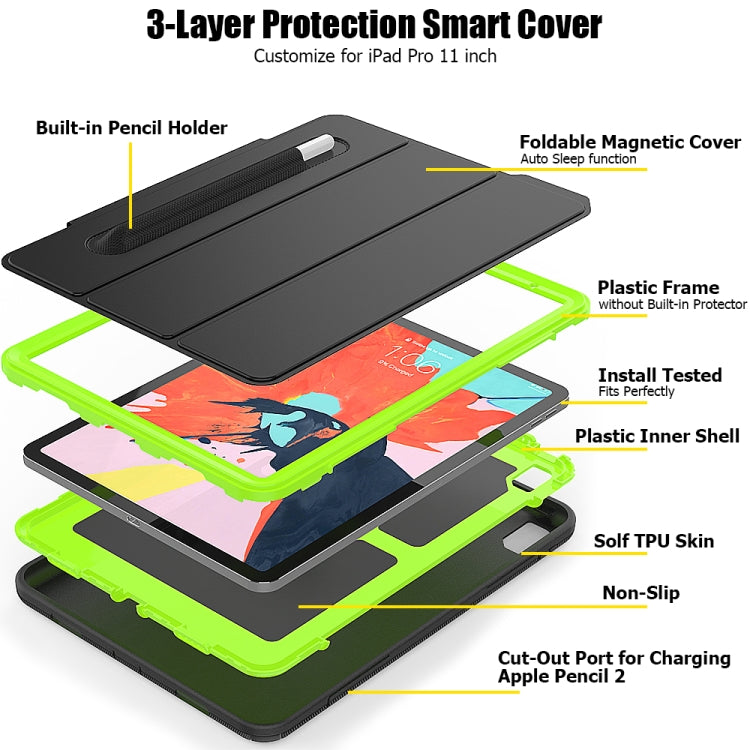 For iPad Pro 11 inch (2018) TPU + PC + PU Leather Case with Three-folding Holder & Sleep / Wake-up Function