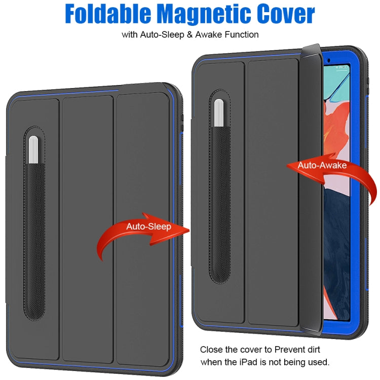 For iPad Pro 11 inch (2018) TPU + PC + PU Leather Case with Three-folding Holder & Sleep / Wake-up Function